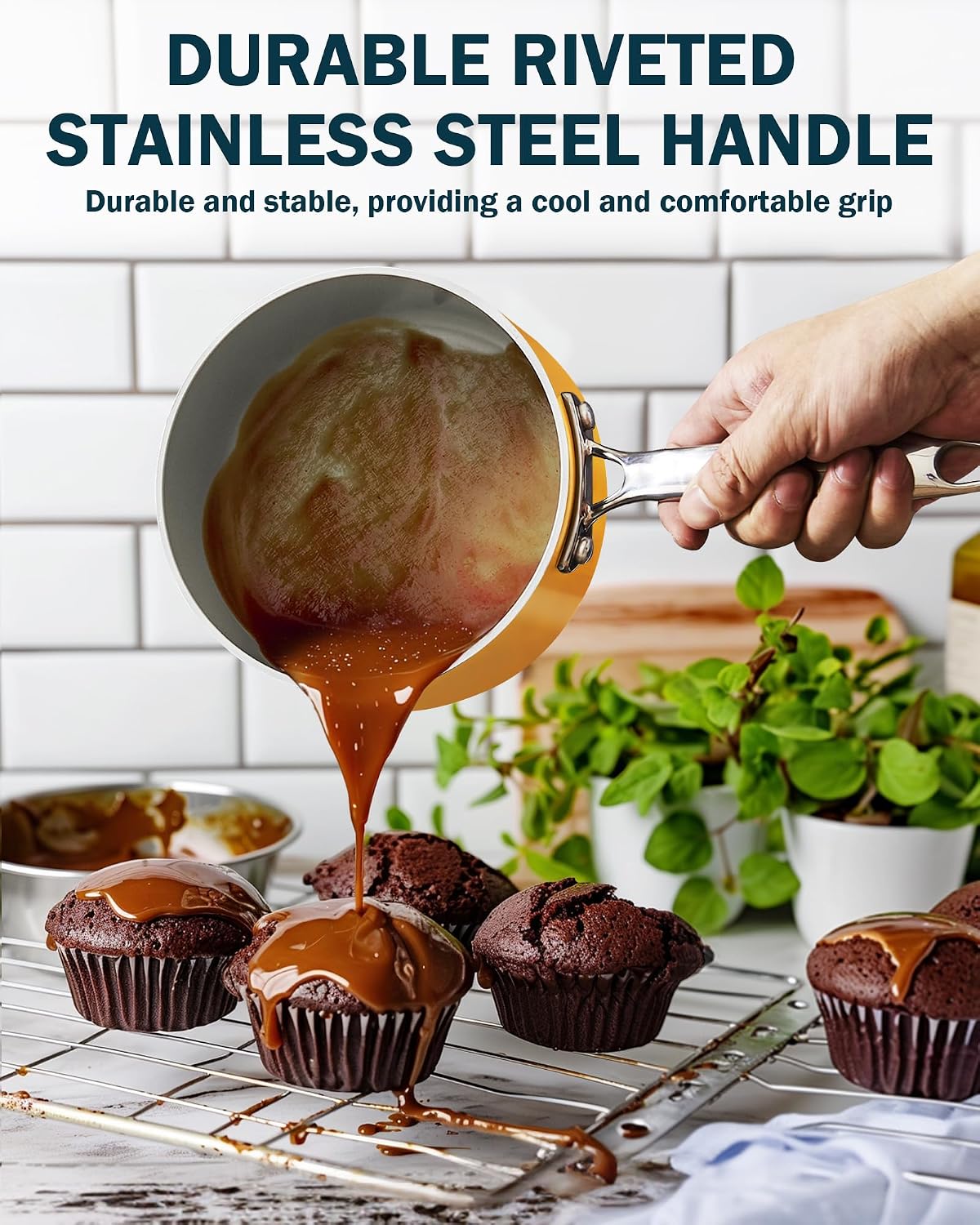 Classic 1.5 Quart Ceramic Nonstick Saucepan with Glass Lid, Everyday Milk Soup Oatmeal Cooking Pan, Non Stick Small Sauce Pan Pot, Stay-Cool Handle, Induction Ready, Yellow