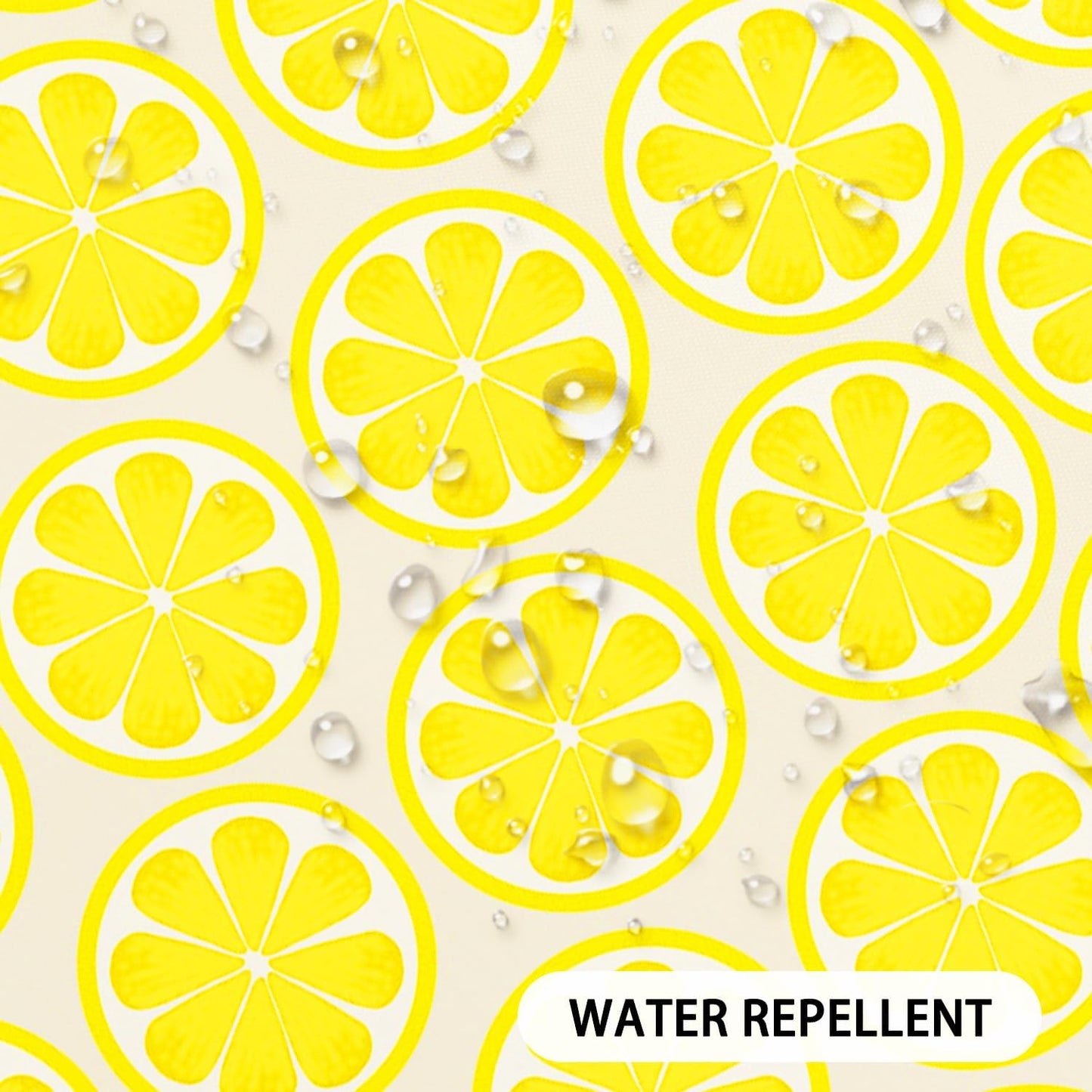 Lemon Shower Curtain with Hooks 71x74 Inch | Yellow Citrus Lemon Slice Print, Waterproof Polyester Fabric Shower Curtains for Bright Bathroom Decor