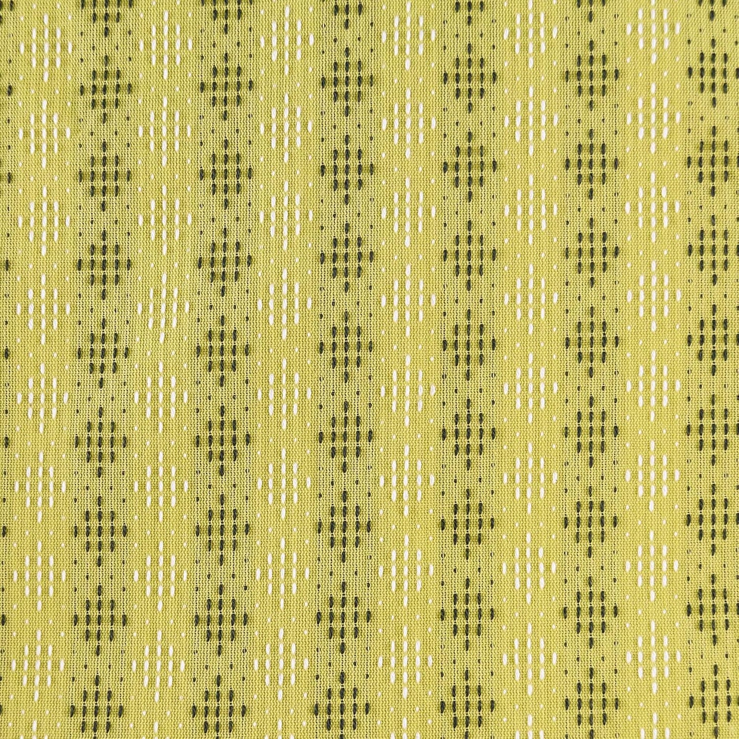 Japanese Furoshiki Cute Handkerchief & Bento Kinchaku Bag Cotton Fabric Wrapping Cloth Handmade in Kyoto Gifts Souvenir (60x60cm, Diamond-Shaped sashiko) (Yellow Green)