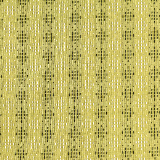 Japanese Furoshiki Cute Handkerchief & Bento Kinchaku Bag Cotton Fabric Wrapping Cloth Handmade in Kyoto Gifts Souvenir (60x60cm, Diamond-Shaped sashiko) (Yellow Green)