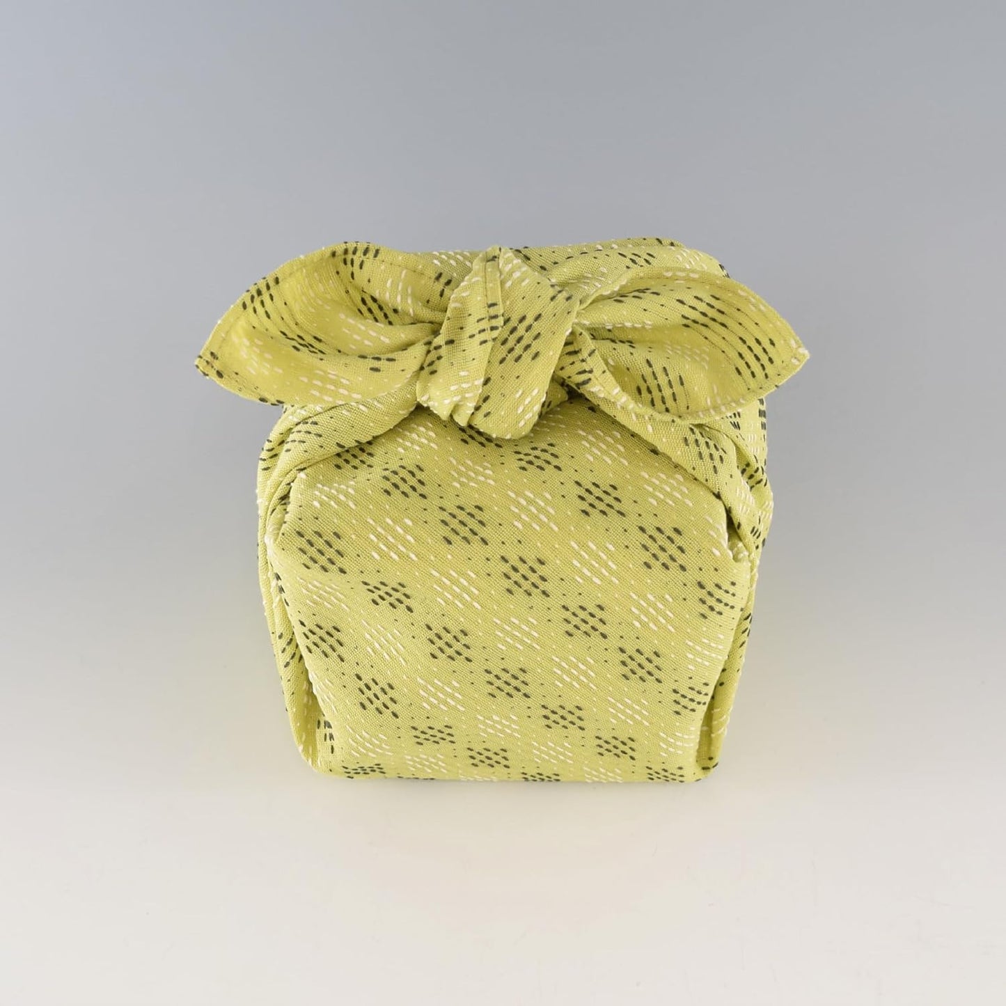 Japanese Furoshiki Cute Handkerchief & Bento Kinchaku Bag Cotton Fabric Wrapping Cloth Handmade in Kyoto Gifts Souvenir (60x60cm, Diamond-Shaped sashiko) (Yellow Green)