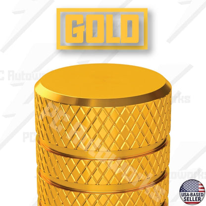 Aluminum Tire Valve Stem Caps – Anti-Rust, Premium Anodized Aluminum, Corrosion-Resistant, Easy Install, Universal Fit for Car, Truck, Bike, SUV – 1 Pack/Set of 4 (Yellow Gold)