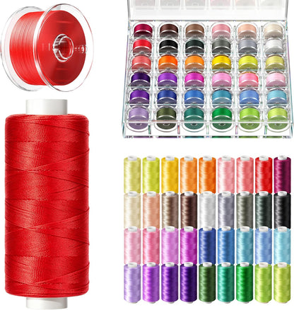 72Pcs All Purpose Sewing Thread Kit with Class 15 / 15J Prewound Bobbins, 36 Colors 40WT 400 Yards/Spool Sewing Thread, AAA-Grade Polyester Sewing Machine Threads for Sewing Embroidery Quilting