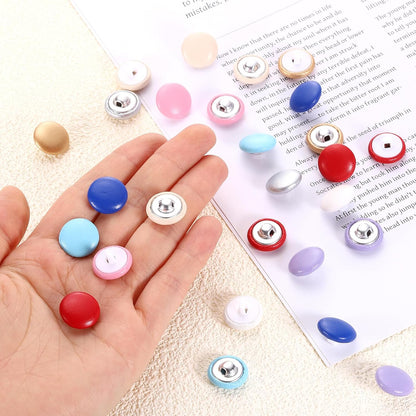 25pcs PU Leather Covered Buttons 15mm Diameter Round Aluminum Shank Craft Replacement Sewing Buttons for Clothing Decoration DIY Accessories, Yellow