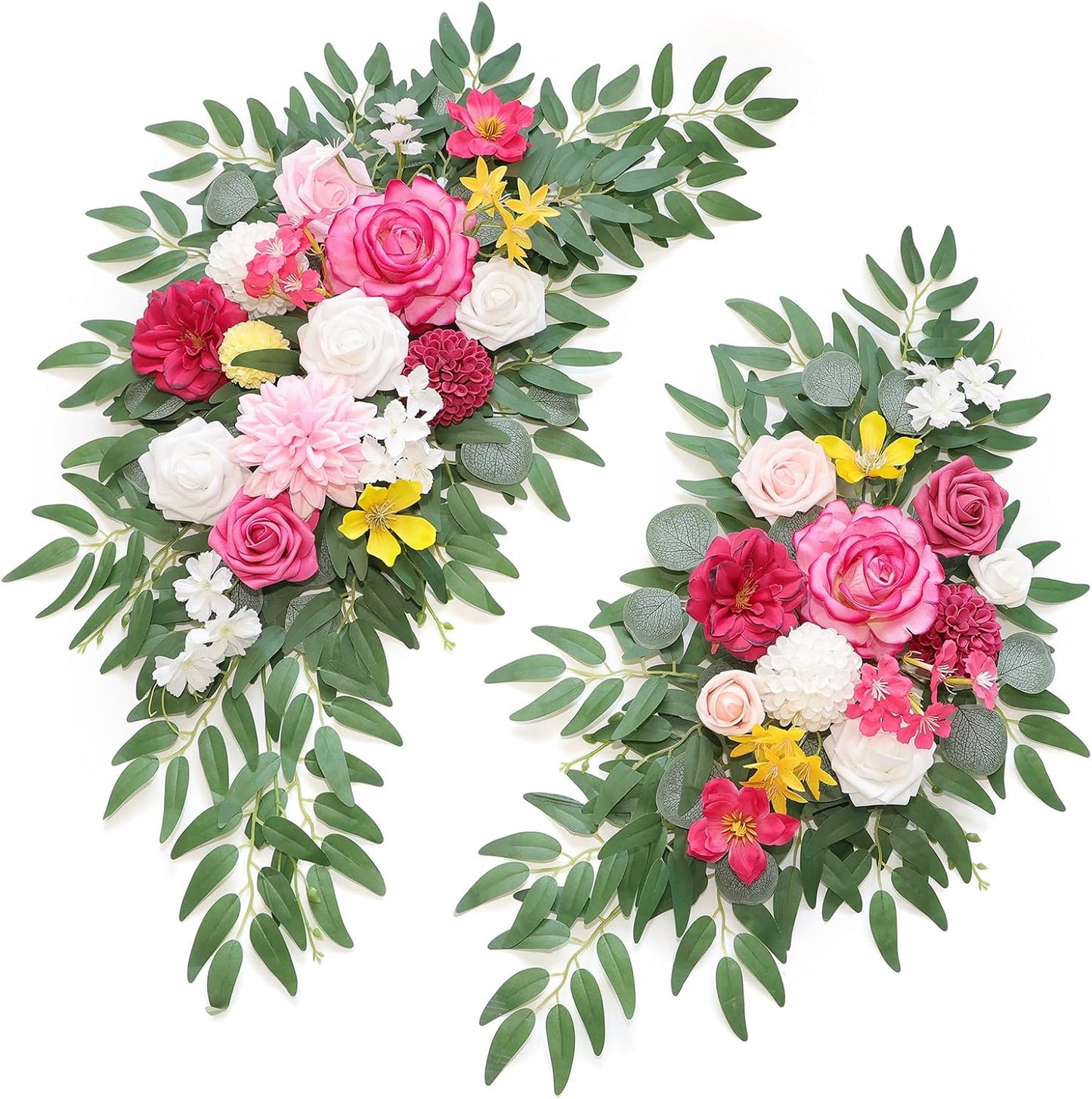Artificial Wedding Arch Flowers Kit(Pack of 2) for Wedding Arch, Bridal Shower, Ceremony and Reception Backdrop Decoration (Gentle Creamy Yellow)