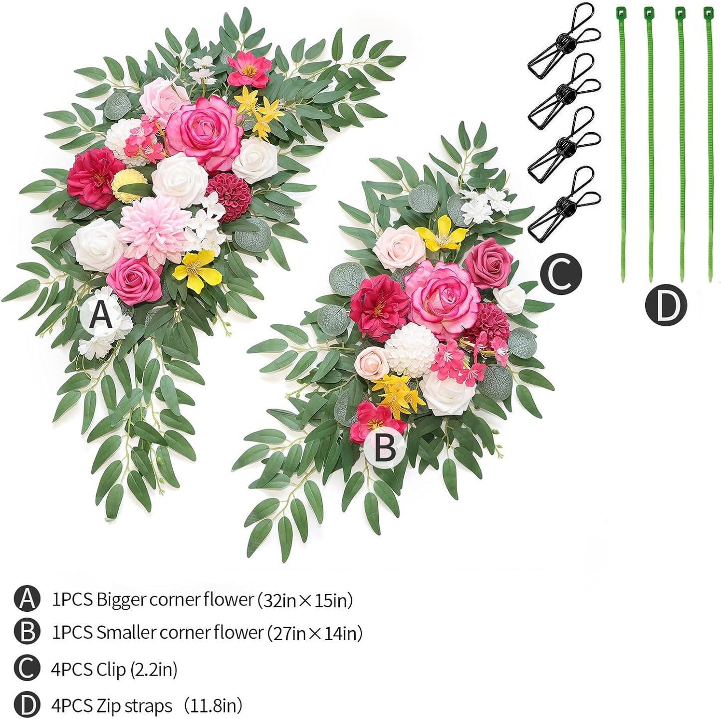 Artificial Wedding Arch Flowers Kit(Pack of 2) for Wedding Arch, Bridal Shower, Ceremony and Reception Backdrop Decoration (Gentle Creamy Yellow)