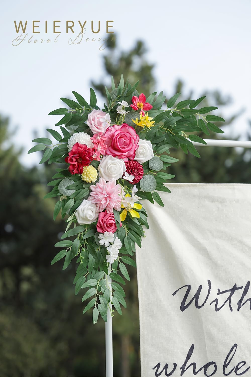 Artificial Wedding Arch Flowers Kit(Pack of 2) for Wedding Arch, Bridal Shower, Ceremony and Reception Backdrop Decoration (Gentle Creamy Yellow)
