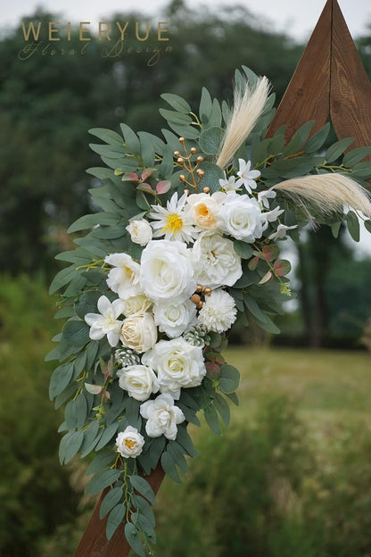 Artificial Wedding Arch Flowers Kit(Pack of 2) for Wedding Arch, Bridal Shower, Ceremony and Reception Backdrop Decoration (Gentle Creamy Yellow)