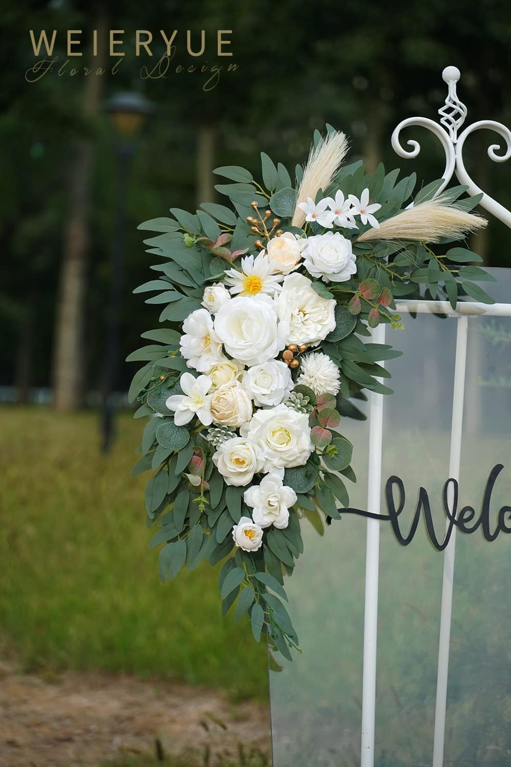 Artificial Wedding Arch Flowers Kit(Pack of 2) for Wedding Arch, Bridal Shower, Ceremony and Reception Backdrop Decoration (Gentle Creamy Yellow)