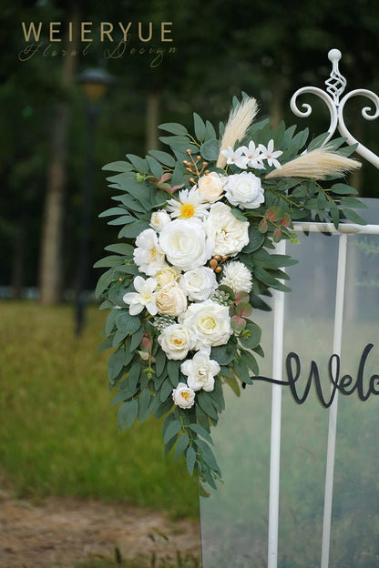 Artificial Wedding Arch Flowers Kit(Pack of 2) for Wedding Arch, Bridal Shower, Ceremony and Reception Backdrop Decoration (Gentle Creamy Yellow)