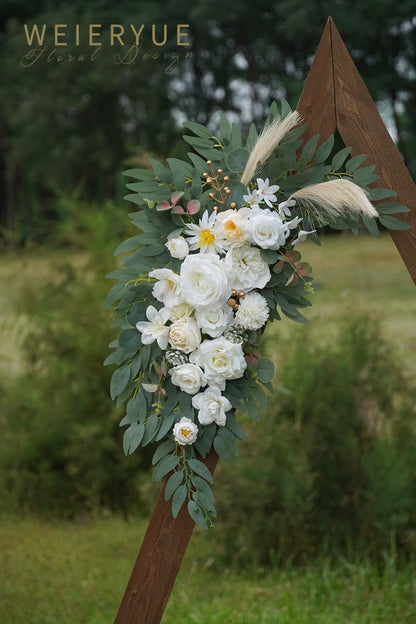 Artificial Wedding Arch Flowers Kit(Pack of 2) for Wedding Arch, Bridal Shower, Ceremony and Reception Backdrop Decoration (Gentle Creamy Yellow)