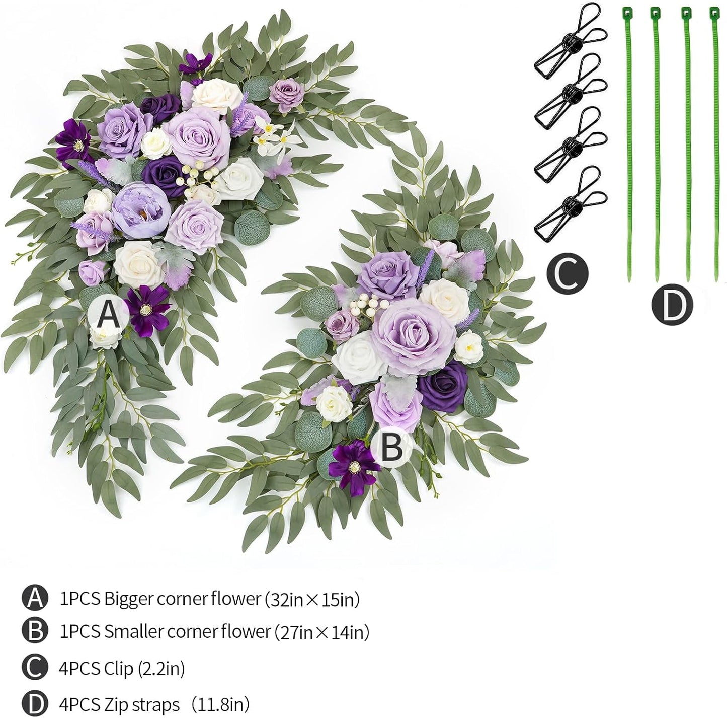 Artificial Wedding Arch Flowers Kit(Pack of 2) for Wedding Arch, Bridal Shower, Ceremony and Reception Backdrop Decoration (Gentle Creamy Yellow)