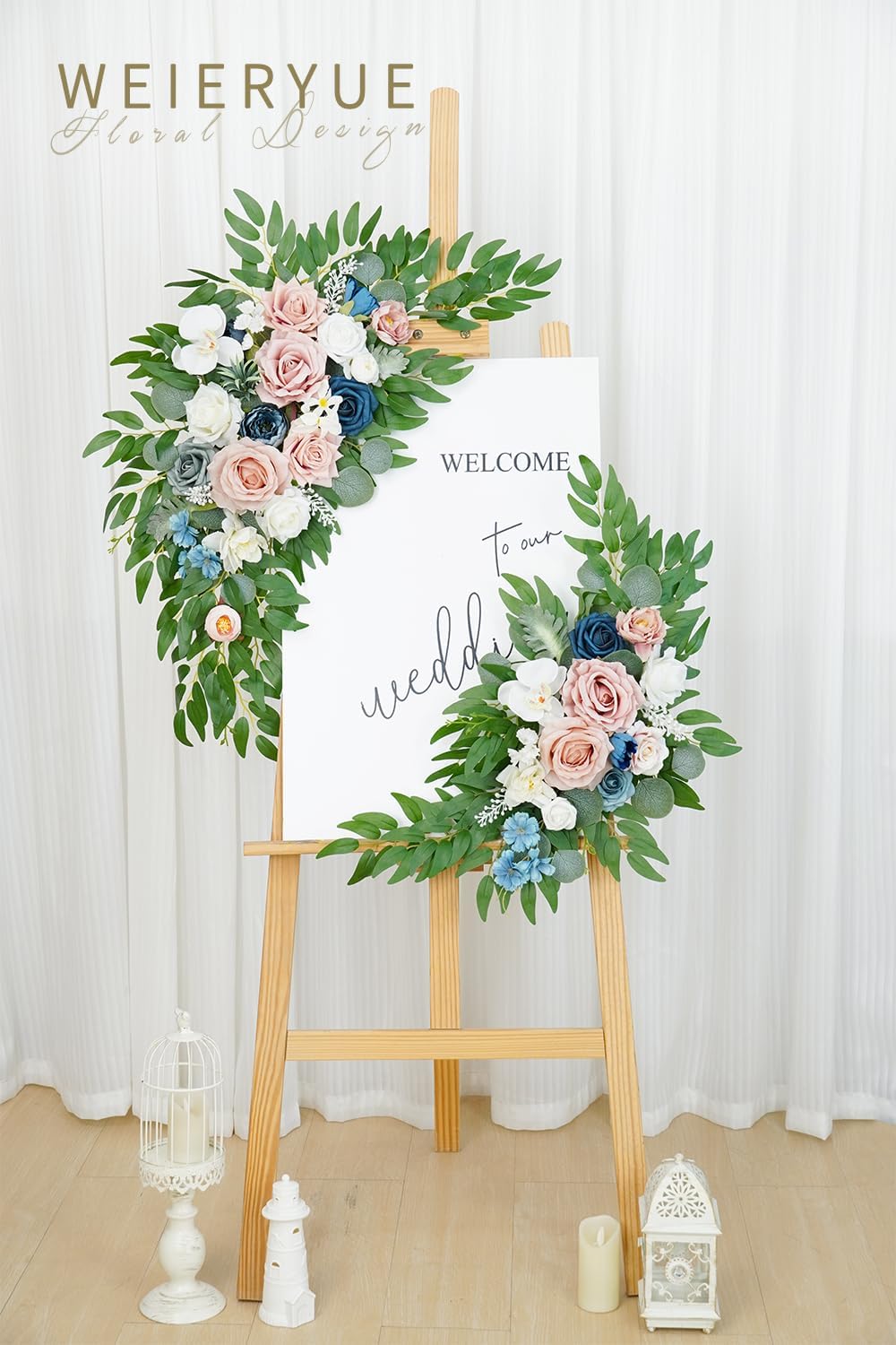 Artificial Wedding Arch Flowers Kit(Pack of 2) for Wedding Arch, Bridal Shower, Ceremony and Reception Backdrop Decoration (Gentle Creamy Yellow)