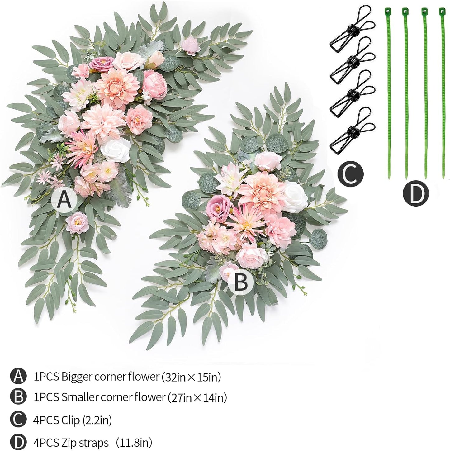 Artificial Wedding Arch Flowers Kit(Pack of 2) for Wedding Arch, Bridal Shower, Ceremony and Reception Backdrop Decoration (Gentle Creamy Yellow)