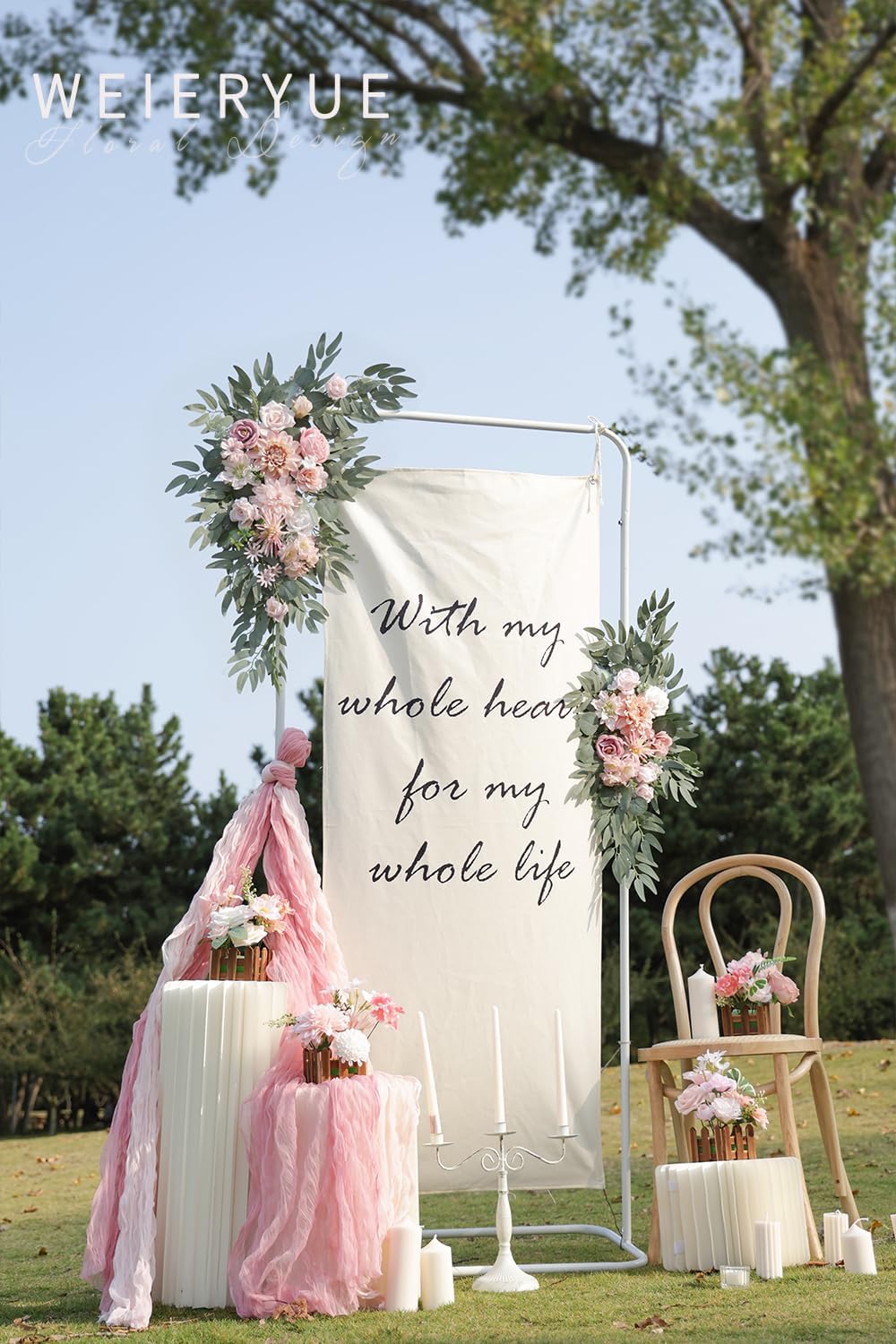 Artificial Wedding Arch Flowers Kit(Pack of 2) for Wedding Arch, Bridal Shower, Ceremony and Reception Backdrop Decoration (Gentle Creamy Yellow)