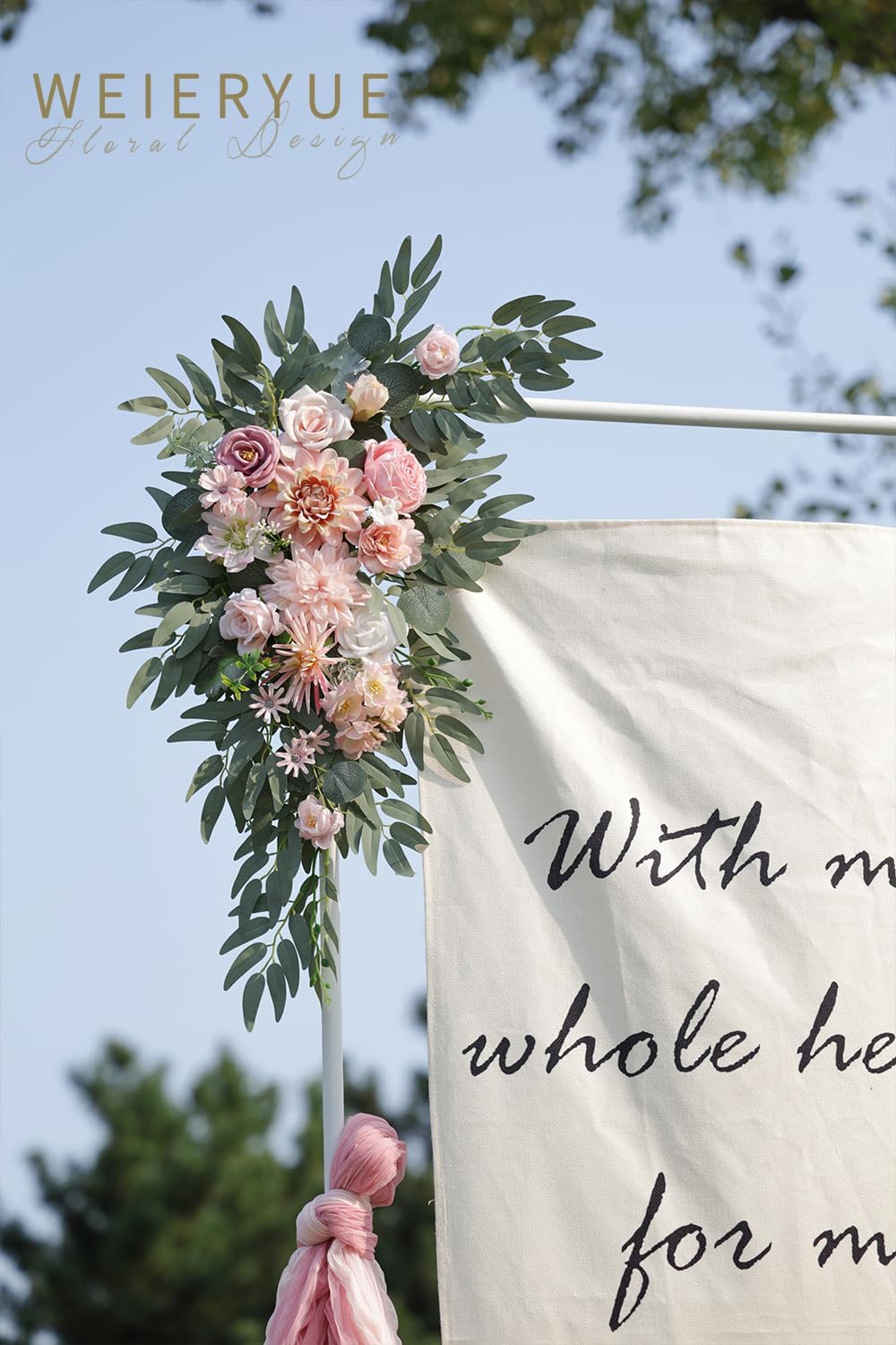 Artificial Wedding Arch Flowers Kit(Pack of 2) for Wedding Arch, Bridal Shower, Ceremony and Reception Backdrop Decoration (Gentle Creamy Yellow)