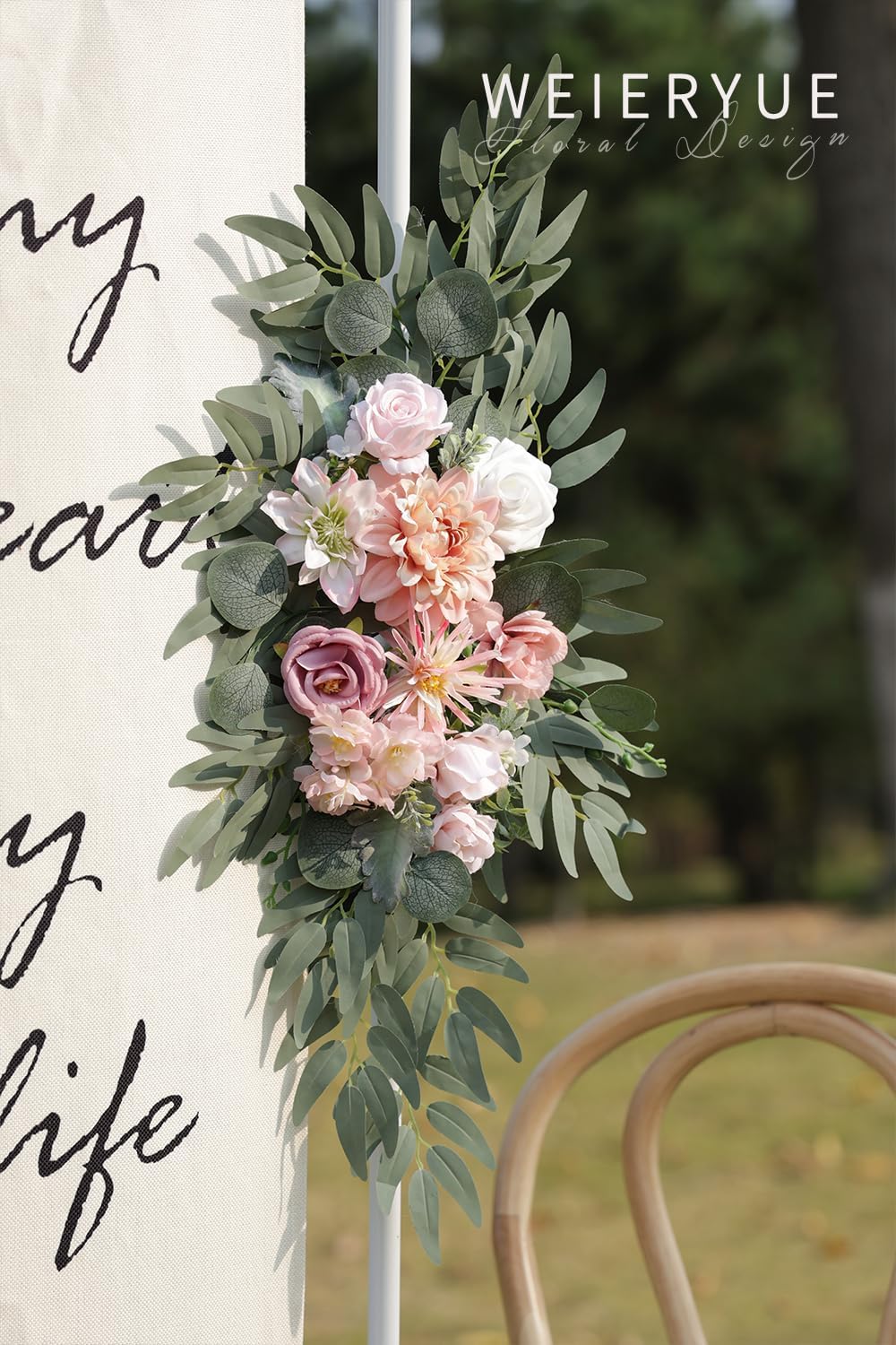 Artificial Wedding Arch Flowers Kit(Pack of 2) for Wedding Arch, Bridal Shower, Ceremony and Reception Backdrop Decoration (Gentle Creamy Yellow)