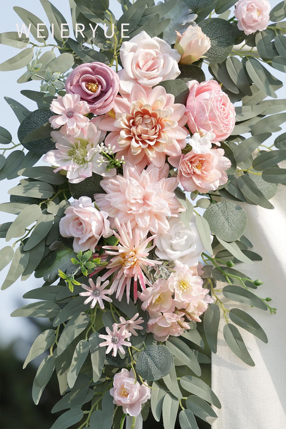 Artificial Wedding Arch Flowers Kit(Pack of 2) for Wedding Arch, Bridal Shower, Ceremony and Reception Backdrop Decoration (Gentle Creamy Yellow)