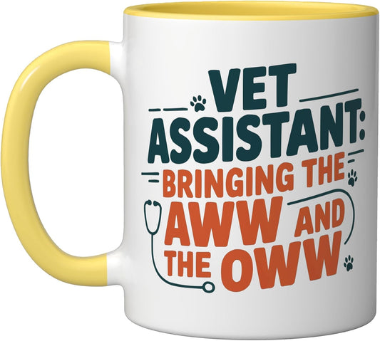 Veterinary Assistant Veterinarian Pet Animal Care Ceramic Mug, Yellow/White, 11oz