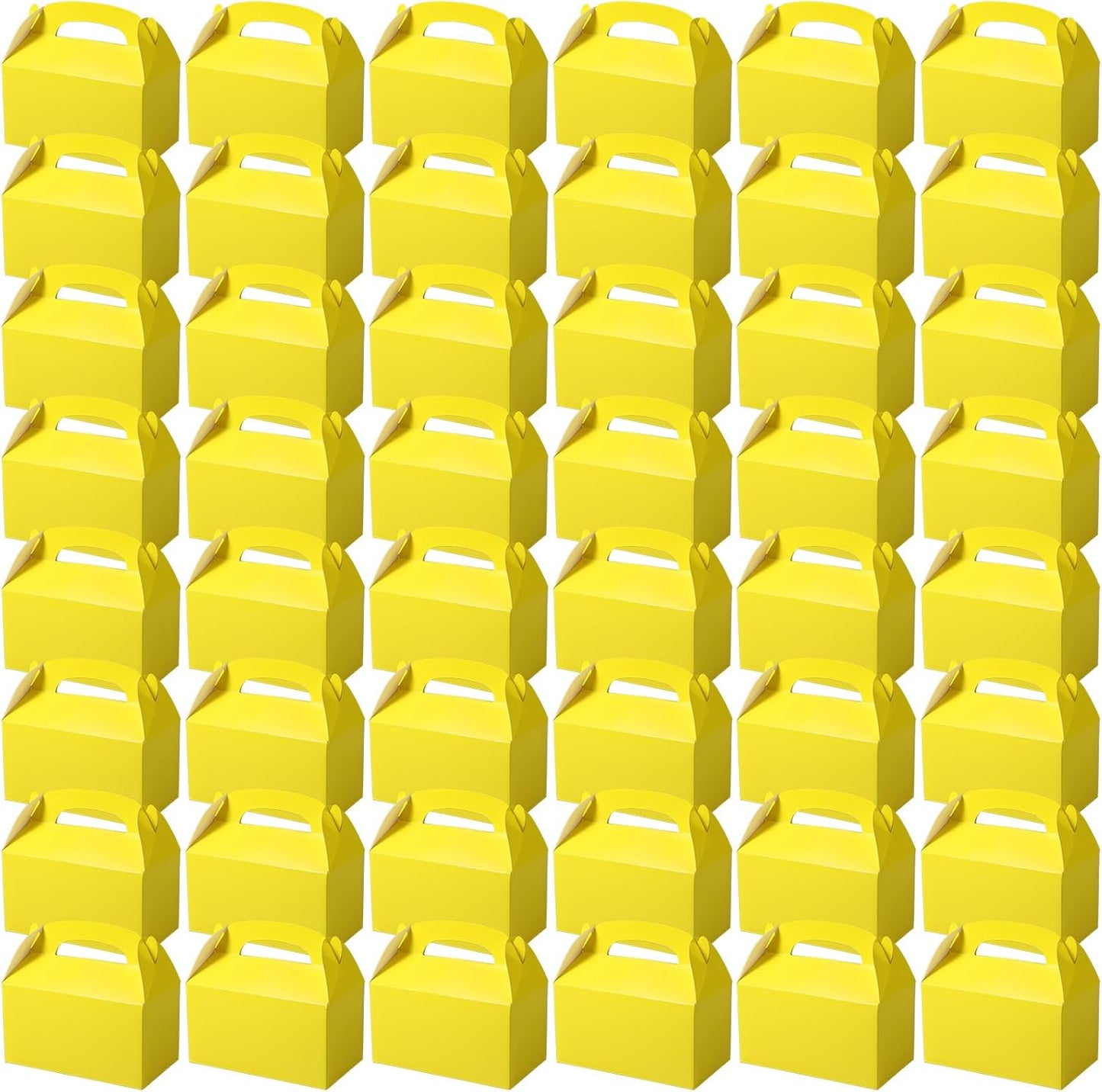 48 Pcs Party Favor Treat Boxes Gable Paper Gift Box Candy Snack Goodie Cake Treat Boxes for Birthday Wedding Party Favors (Yellow)