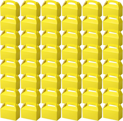 48 Pcs Party Favor Treat Boxes Gable Paper Gift Box Candy Snack Goodie Cake Treat Boxes for Birthday Wedding Party Favors (Yellow)