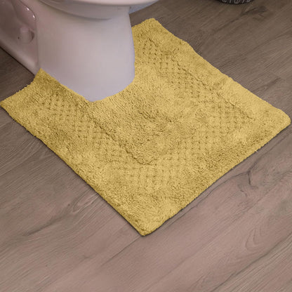 Classy Bathmat 100% Cotton Bathroom Rugs Set, Bathroom Décor, Washable Rug, Extra Soft and Absorbent Bath Rug, Kitchen Mat, Bath Mat Set, Bath Floor Mat Non Slip, 20"x20" Contour, Yellow