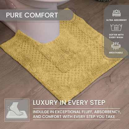 Classy Bathmat 100% Cotton Bathroom Rugs Set, Bathroom Décor, Washable Rug, Extra Soft and Absorbent Bath Rug, Kitchen Mat, Bath Mat Set, Bath Floor Mat Non Slip, 20"x20" Contour, Yellow