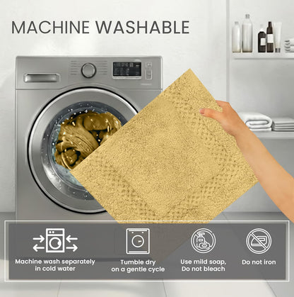 Classy Bathmat 100% Cotton Bathroom Rugs Set, Bathroom Décor, Washable Rug, Extra Soft and Absorbent Bath Rug, Kitchen Mat, Bath Mat Set, Bath Floor Mat Non Slip, 20"x20" Contour, Yellow