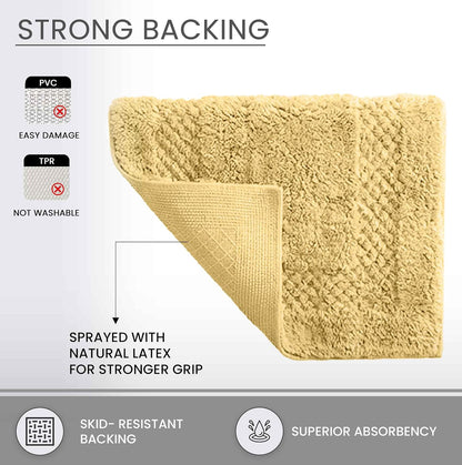 Classy Bathmat 100% Cotton Bathroom Rugs Set, Bathroom Décor, Washable Rug, Extra Soft and Absorbent Bath Rug, Kitchen Mat, Bath Mat Set, Bath Floor Mat Non Slip, 20"x20" Contour, Yellow