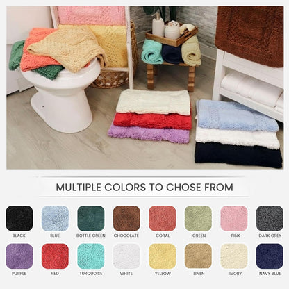Classy Bathmat 100% Cotton Bathroom Rugs Set, Bathroom Décor, Washable Rug, Extra Soft and Absorbent Bath Rug, Kitchen Mat, Bath Mat Set, Bath Floor Mat Non Slip, 20"x20" Contour, Yellow