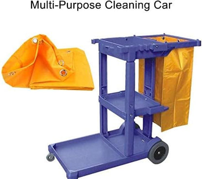 Replacement Janitorial Cart Bag(16 x 11 x 27inches),Waterproof High Capacity Thickened Housekeeping Commercial Janitorial Cleaning Cart Bag (2PCS-Yellow)