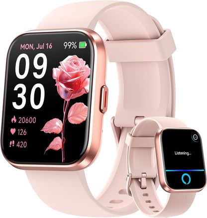 Smart Watches for Women, 1.8'' HD Women Smartwatch with Alexa Built-in, Bluetooth Calls, IP68 Waterproof, 7 Days Battery, Heart Rate/Sleep/SpO2 Monitor, 110 Sports Mode