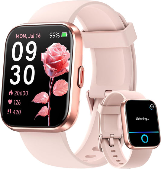 Smart Watches for Women, 1.8'' HD Women Smartwatch with Alexa Built-in, Bluetooth Calls, IP68 Waterproof, 7 Days Battery, Heart Rate/Sleep/SpO2 Monitor, 110 Sports Mode