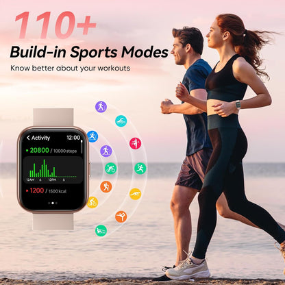 Smart Watches for Women, 1.8'' HD Women Smartwatch with Alexa Built-in, Bluetooth Calls, IP68 Waterproof, 7 Days Battery, Heart Rate/Sleep/SpO2 Monitor, 110 Sports Mode