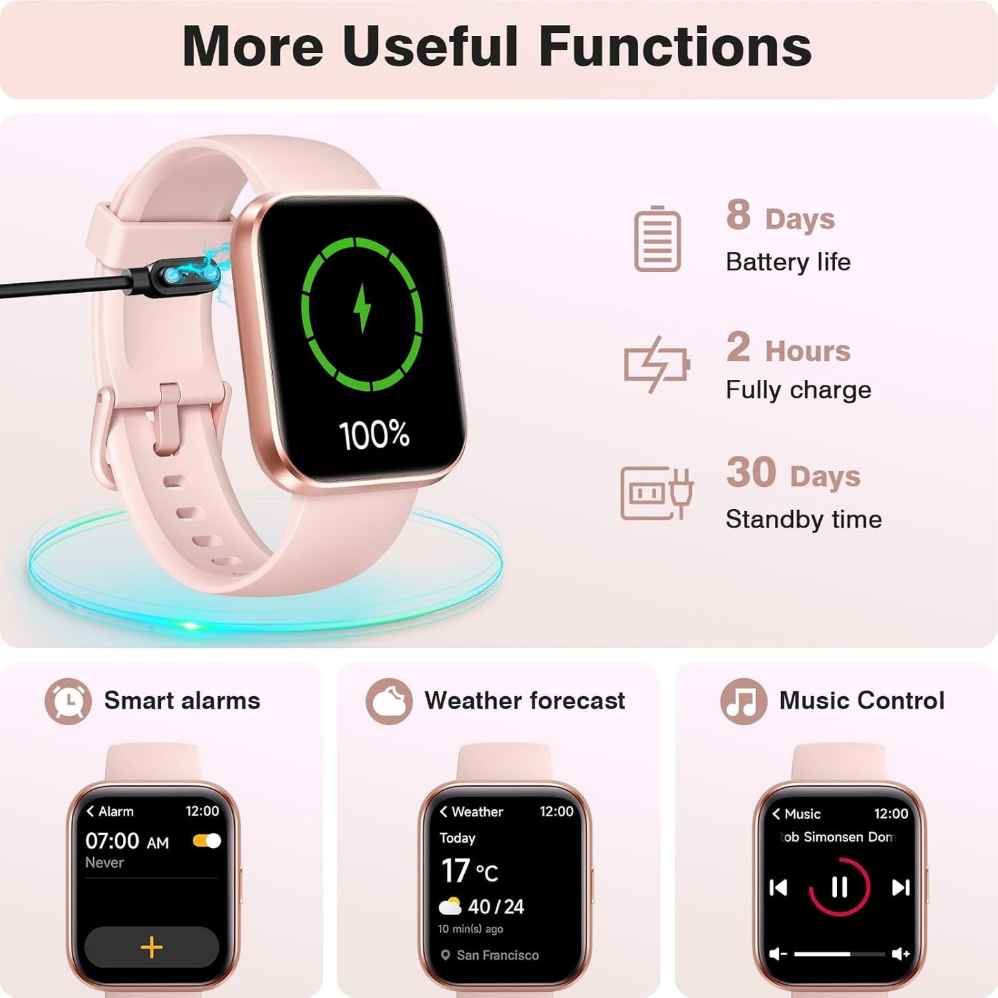 Smart Watches for Women, 1.8'' HD Women Smartwatch with Alexa Built-in, Bluetooth Calls, IP68 Waterproof, 7 Days Battery, Heart Rate/Sleep/SpO2 Monitor, 110 Sports Mode