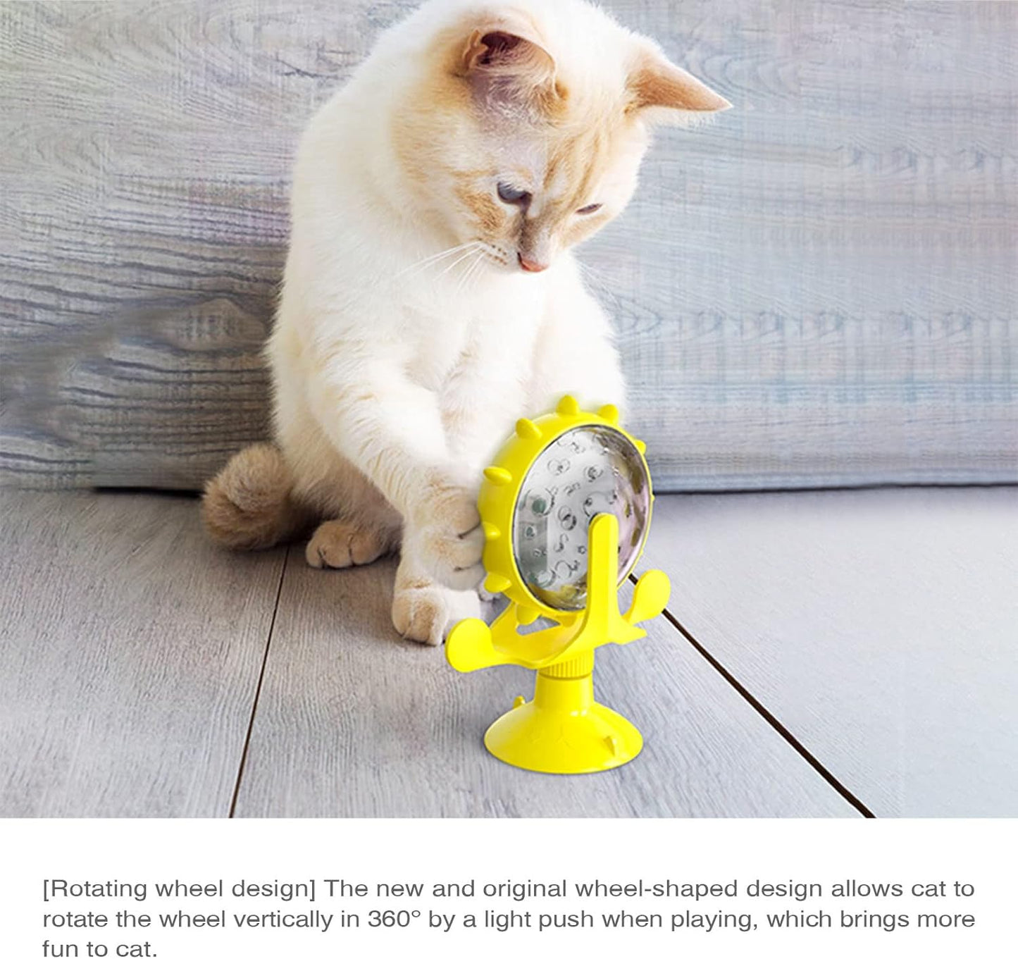 Interactive Cat Treat Leaking Toy for Small Dogs Original Slow Feeder Funny Dog Wheel Pet Products Accessories, Cat Treat Dispenser Toy Interactive Puzzle (Yellow)