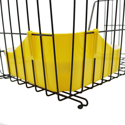 Rabbit Litter Box Toilet Bunny Corner Potty for Guinea Pigs, Yellow | Sturdy plastic, 9.45"x7.09"x4.33" pan, scalloped splash guard, mesh drop-through design, easy rinse-clean, for small animal