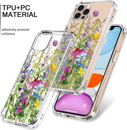 for iPhone 11 Pro Max Case with Screen Protector and Camera Lens Protector - Fashionable Flower Floral Designs for Women Girls - Shockproof Acrylic Clear Phone Cover Blooming Flowers
