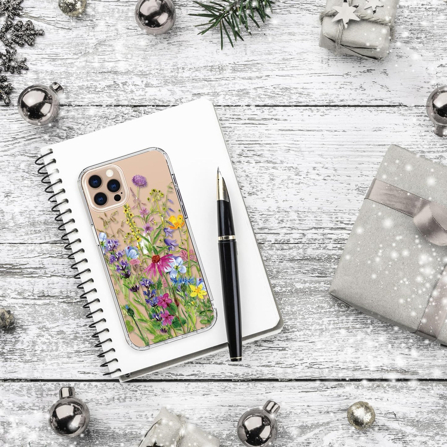 for iPhone 11 Pro Max Case with Screen Protector and Camera Lens Protector - Fashionable Flower Floral Designs for Women Girls - Shockproof Acrylic Clear Phone Cover Blooming Flowers