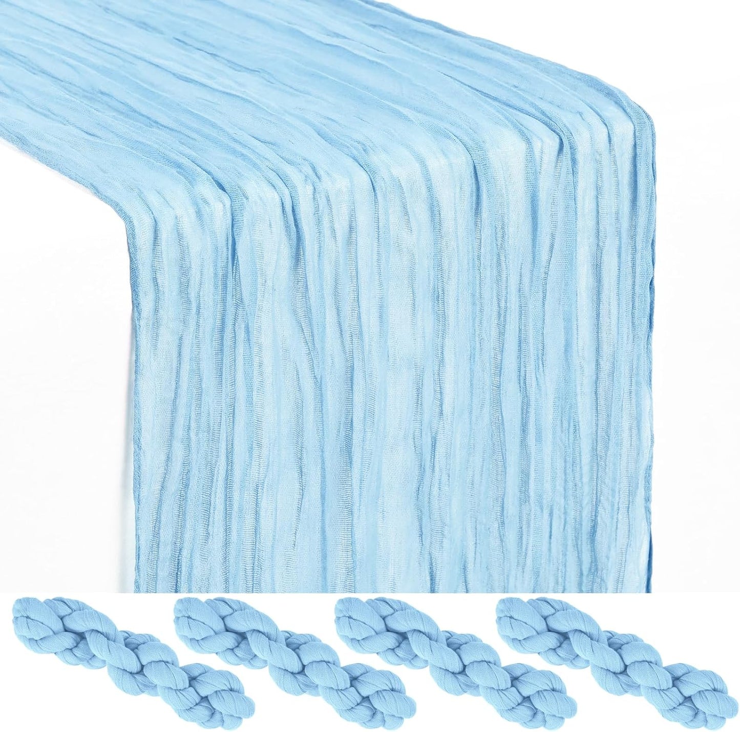 18 Pack Light Yellow Cheesecloth Table Runners, 17 x 108 Inches | Soft polyester gauze,natural wrinkled texture,reinforced edges,reusable,machine washable,weddings,baby showers