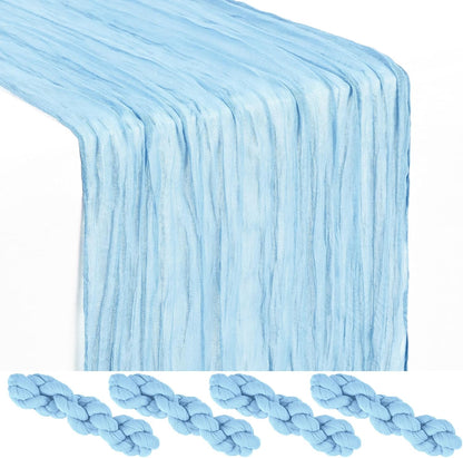 18 Pack Light Yellow Cheesecloth Table Runners, 17 x 108 Inches | Soft polyester gauze,natural wrinkled texture,reinforced edges,reusable,machine washable,weddings,baby showers