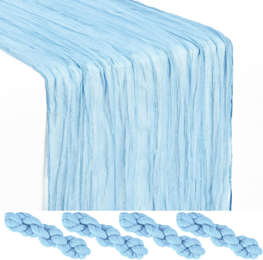 18 Pack Light Yellow Cheesecloth Table Runners, 17 x 108 Inches | Soft polyester gauze,natural wrinkled texture,reinforced edges,reusable,machine washable,weddings,baby showers