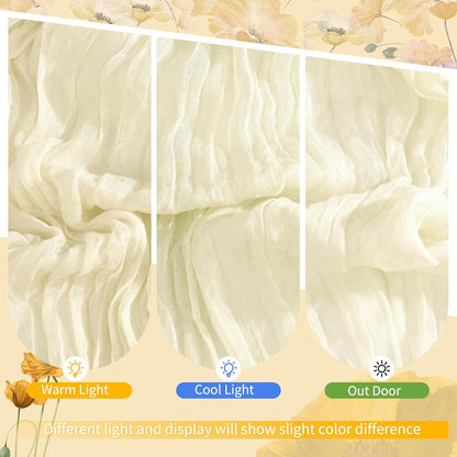 18 Pack Light Yellow Cheesecloth Table Runners, 17 x 108 Inches | Soft polyester gauze,natural wrinkled texture,reinforced edges,reusable,machine washable,weddings,baby showers