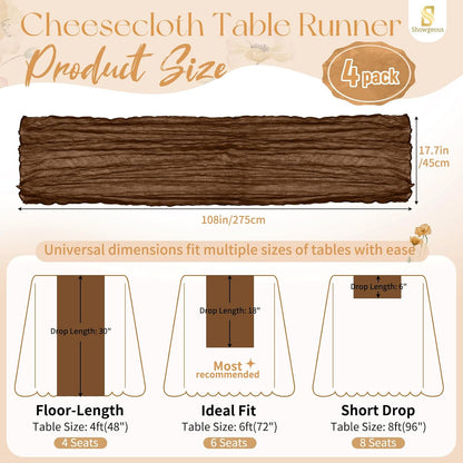 18 Pack Light Yellow Cheesecloth Table Runners, 17 x 108 Inches | Soft polyester gauze,natural wrinkled texture,reinforced edges,reusable,machine washable,weddings,baby showers