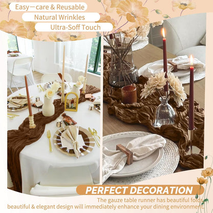 18 Pack Light Yellow Cheesecloth Table Runners, 17 x 108 Inches | Soft polyester gauze,natural wrinkled texture,reinforced edges,reusable,machine washable,weddings,baby showers