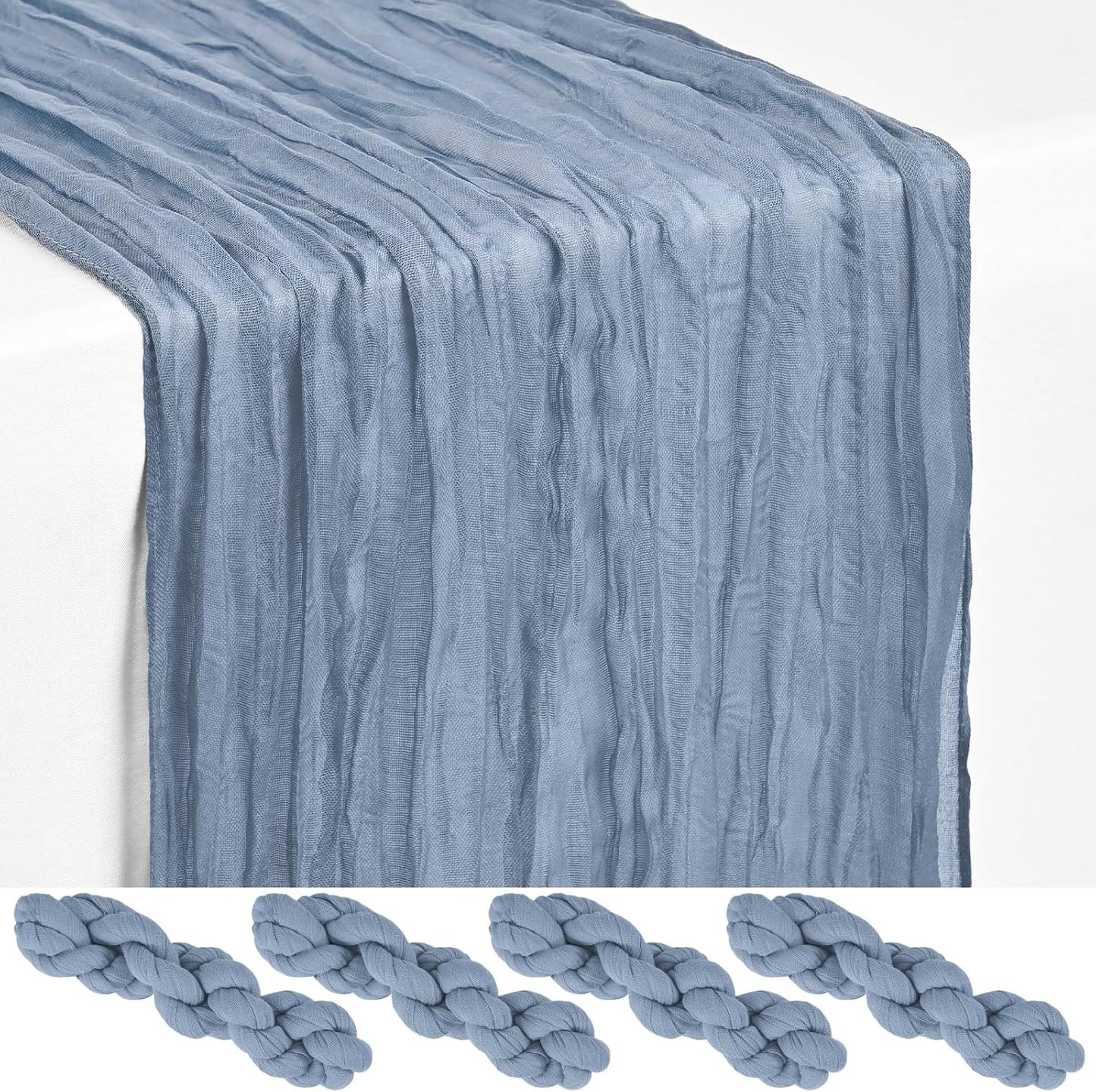 18 Pack Light Yellow Cheesecloth Table Runners, 17 x 108 Inches | Soft polyester gauze,natural wrinkled texture,reinforced edges,reusable,machine washable,weddings,baby showers