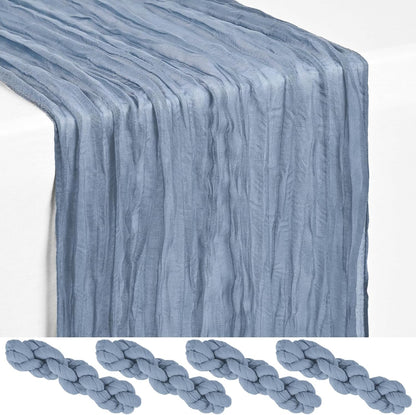18 Pack Light Yellow Cheesecloth Table Runners, 17 x 108 Inches | Soft polyester gauze,natural wrinkled texture,reinforced edges,reusable,machine washable,weddings,baby showers