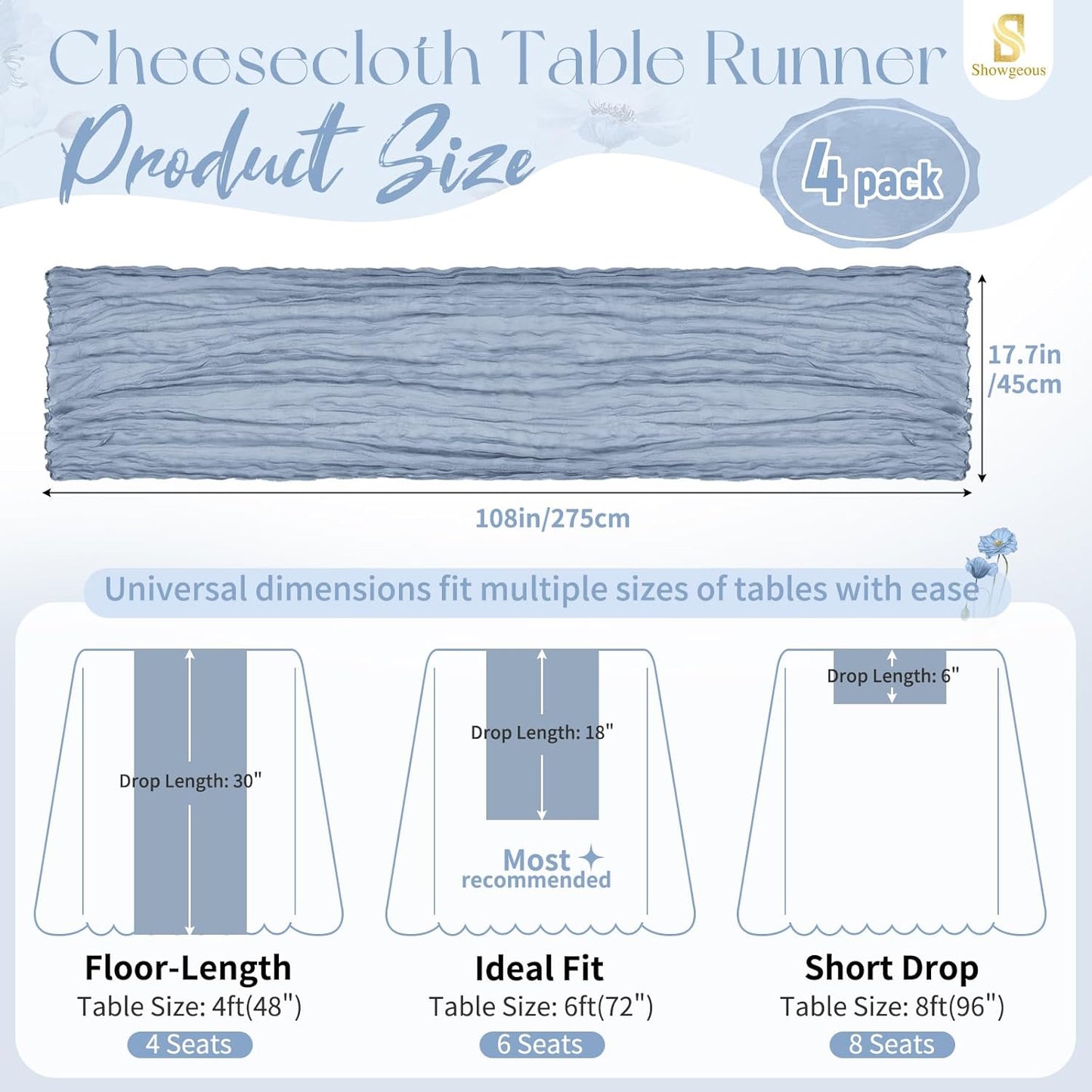 18 Pack Light Yellow Cheesecloth Table Runners, 17 x 108 Inches | Soft polyester gauze,natural wrinkled texture,reinforced edges,reusable,machine washable,weddings,baby showers