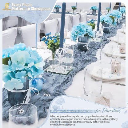 18 Pack Light Yellow Cheesecloth Table Runners, 17 x 108 Inches | Soft polyester gauze,natural wrinkled texture,reinforced edges,reusable,machine washable,weddings,baby showers