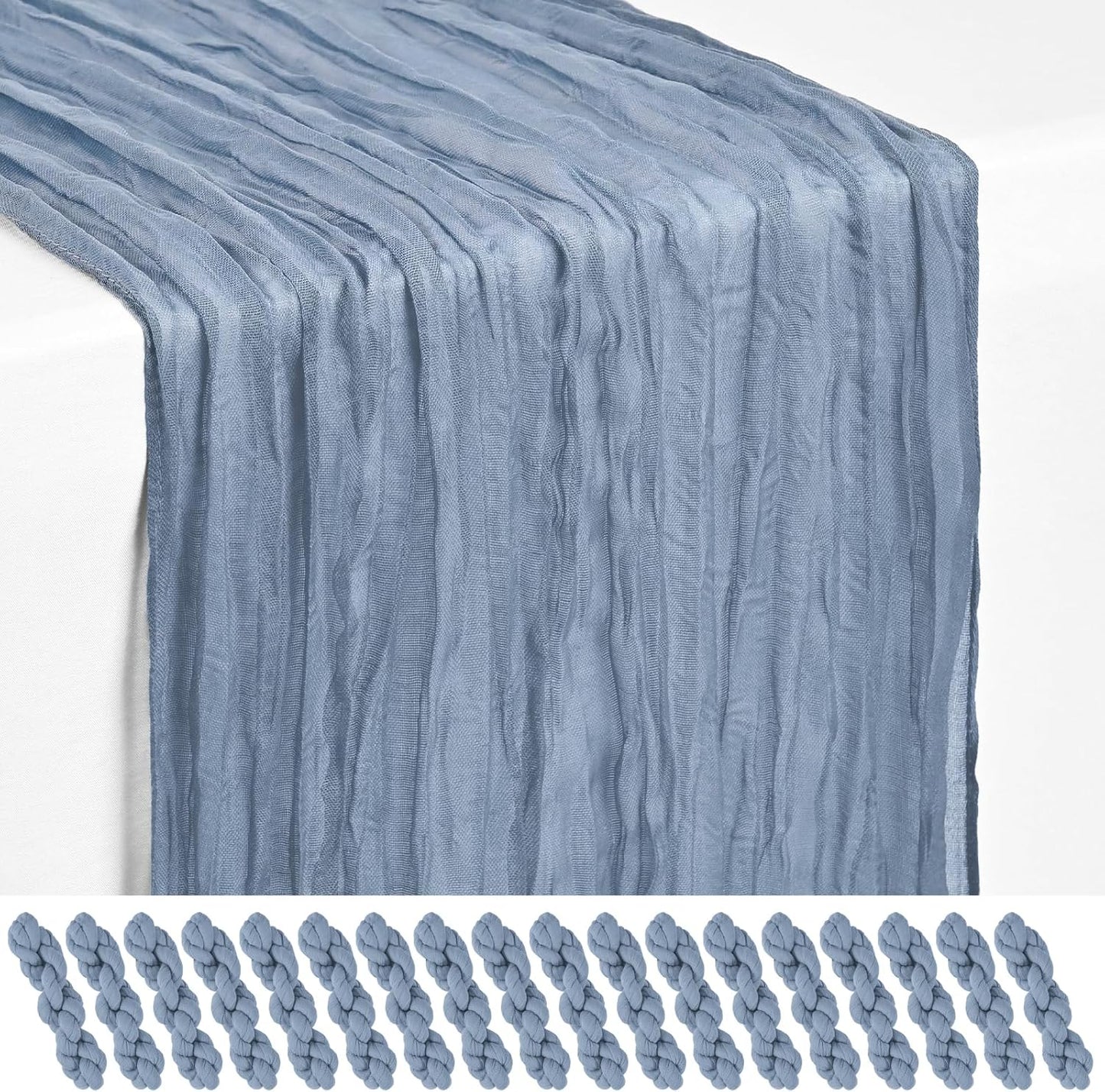 18 Pack Light Yellow Cheesecloth Table Runners, 17 x 108 Inches | Soft polyester gauze,natural wrinkled texture,reinforced edges,reusable,machine washable,weddings,baby showers